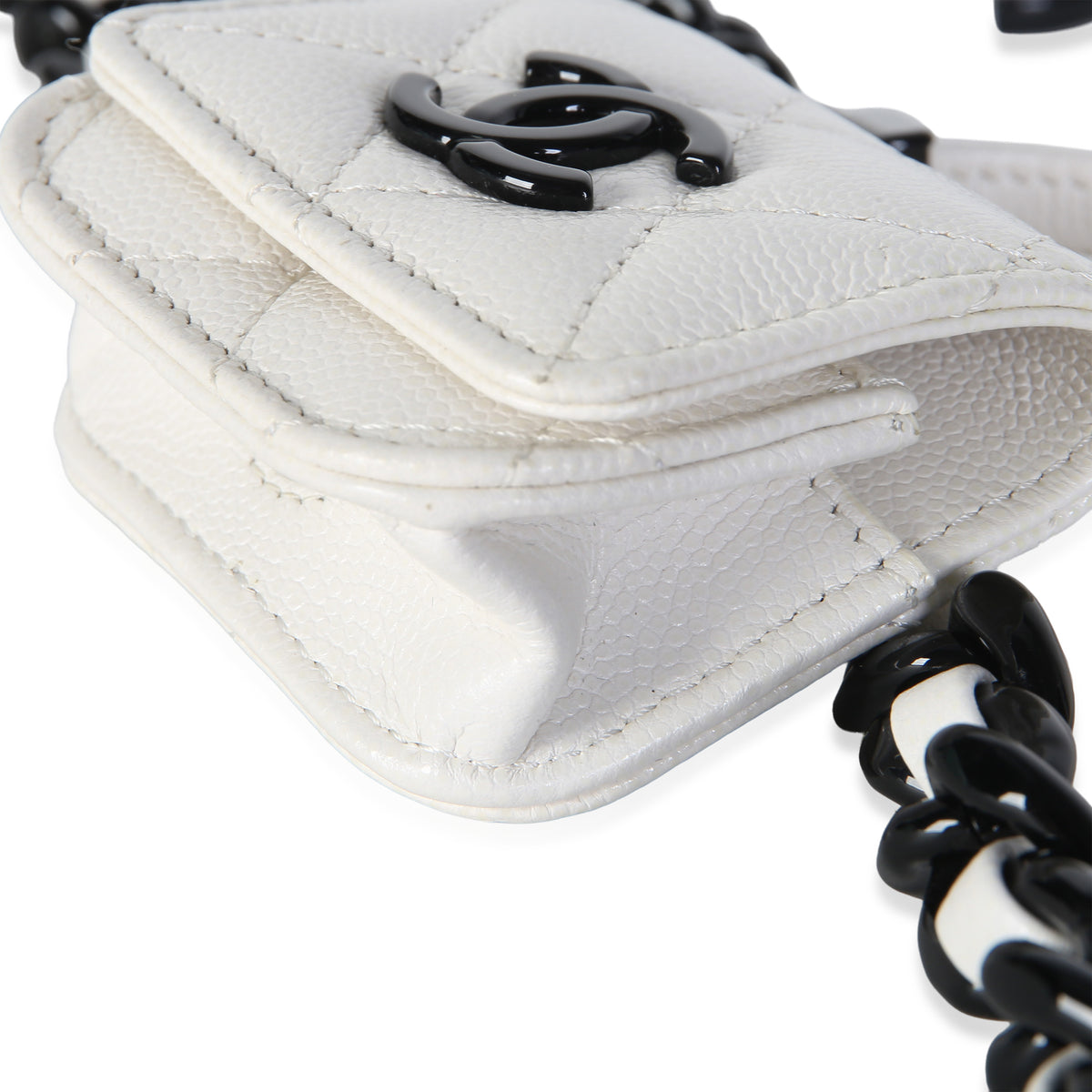 Chanel White Quilted Caviar My Everything Airpods Pro Holder Belt Bag Handbag 6