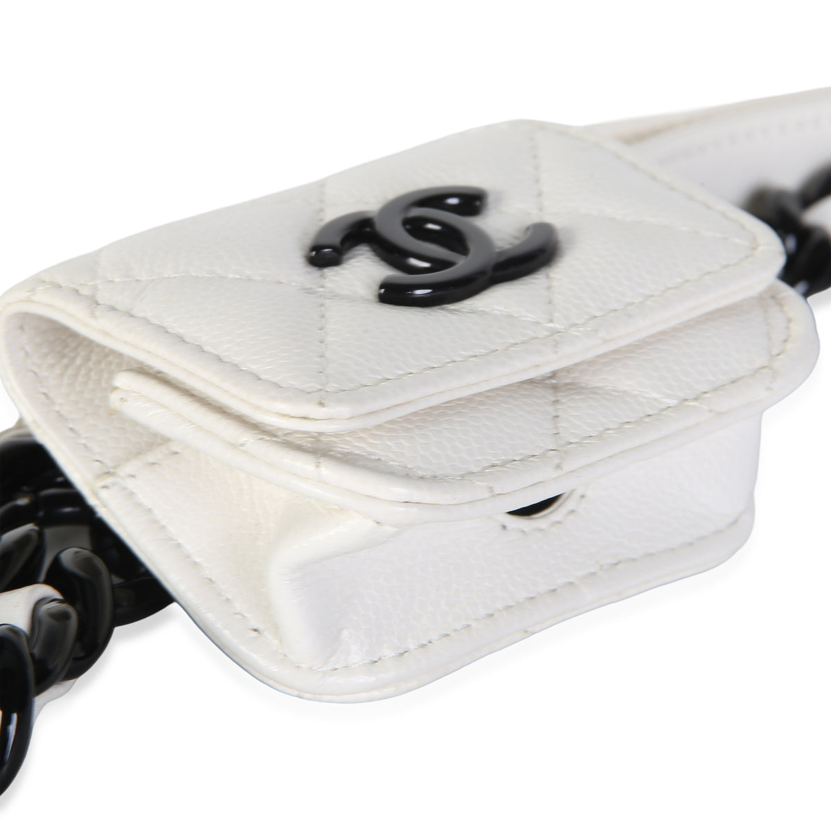 Chanel White Quilted Caviar My Everything Airpods Pro Holder Belt Bag Handbag 7