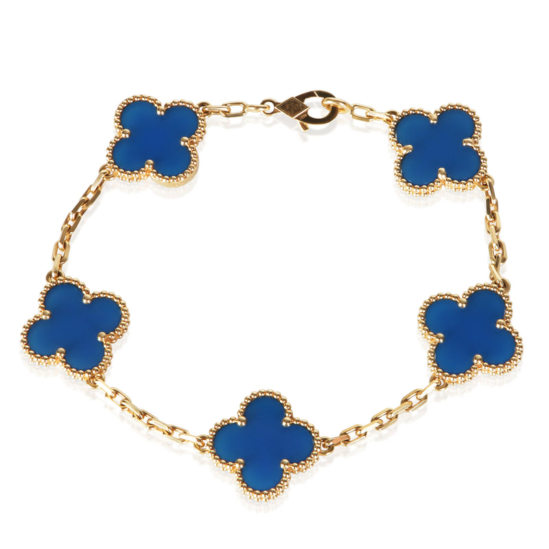 Van Cleef & Arpels Yellow Gold Agate Vintage Alhambra Bracelet 1