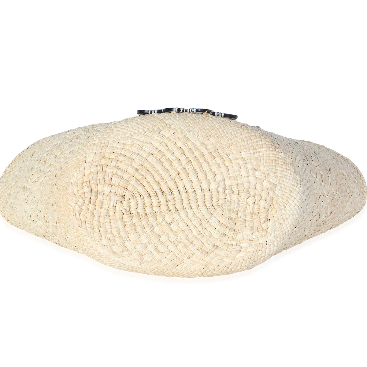 Loewe Beige Black Iraca Palm Calfskin Small Anagram Basket Handbag 5