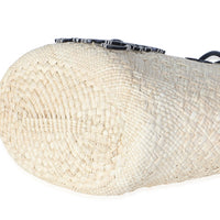 Loewe Beige Black Iraca Palm Calfskin Small Anagram Basket Handbag 6