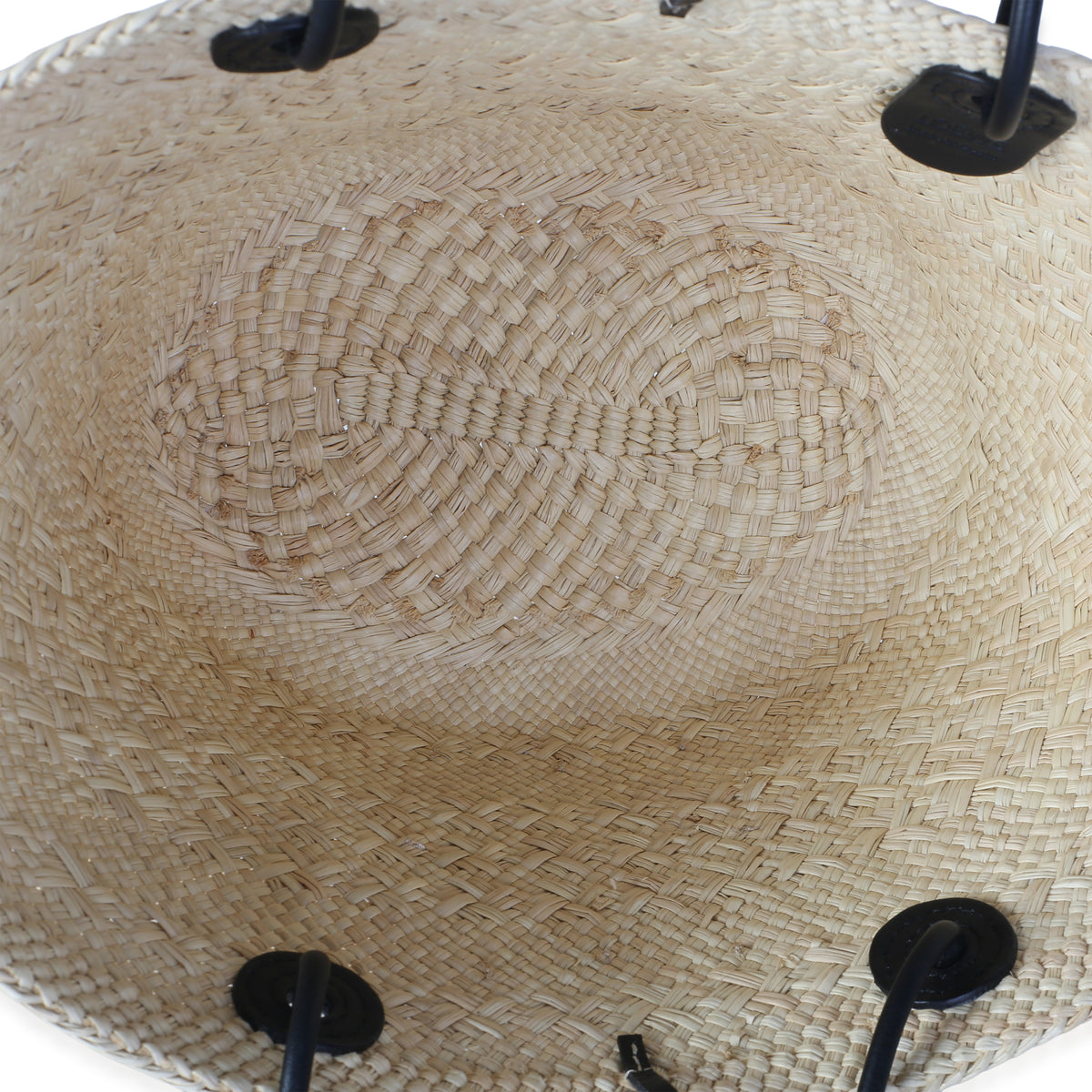 Loewe Beige Black Iraca Palm Calfskin Small Anagram Basket Handbag 8