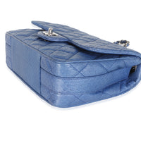 Chanel Blue Quilted Snakeskin Medium Easy Carry Flap Bag Handbag 6