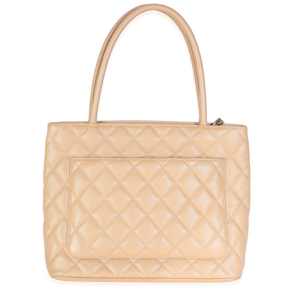 Chanel Beige Quilted Caviar Medallion Tote Handbag 4