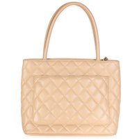 Chanel Beige Quilted Caviar Medallion Tote Handbag 4
