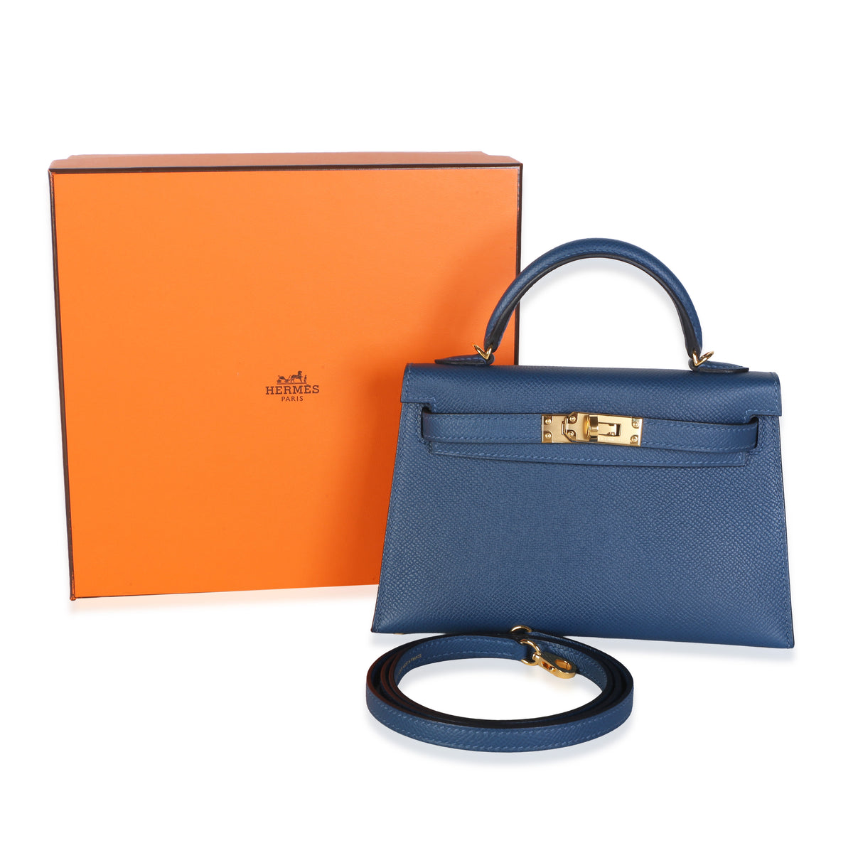 Hermès Deep Bleu Epsom Mini Kelly 20 GHW Handbag 8