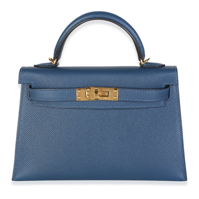Hermès Deep Bleu Epsom Mini Kelly 20 GHW Handbag fv
