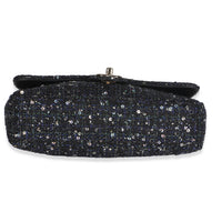 Chanel Black Ecru Tweed Medium Pearl Handle Flap Handbag 5