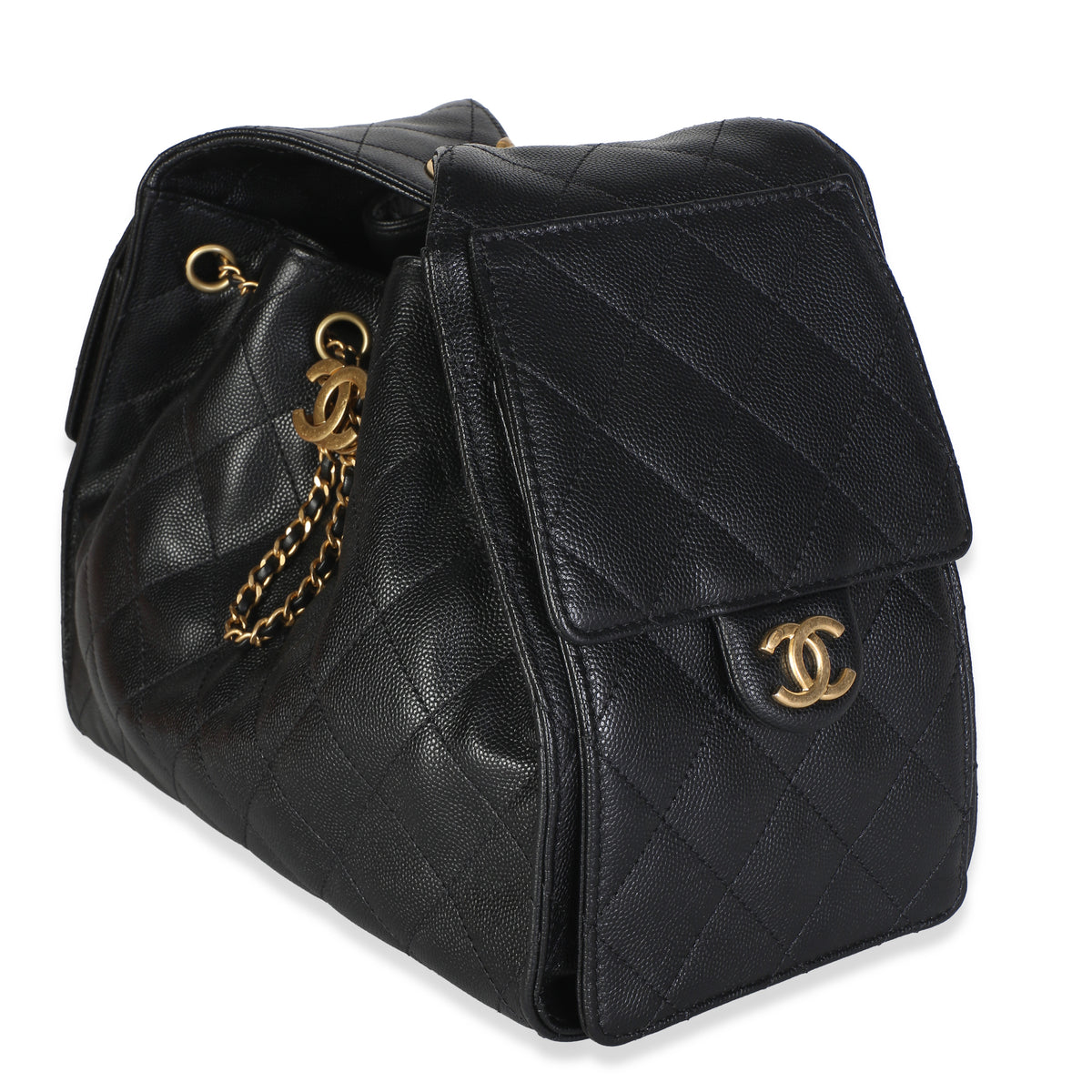 Chanel Black Quilted Caviar Small  25 Hobo Handbag 2