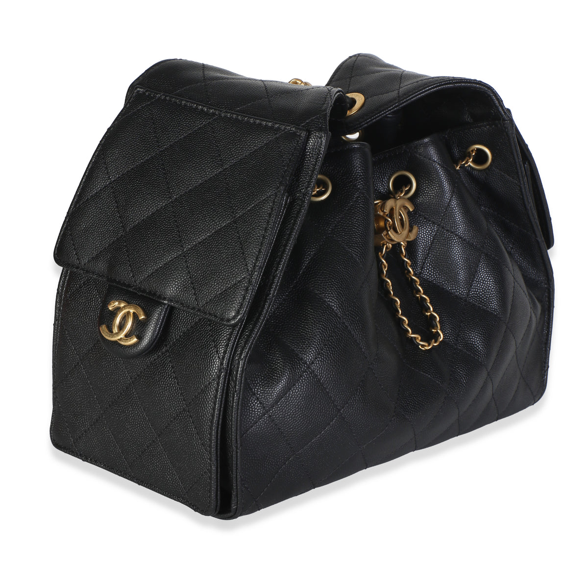 Chanel Black Quilted Caviar Small  25 Hobo Handbag 3