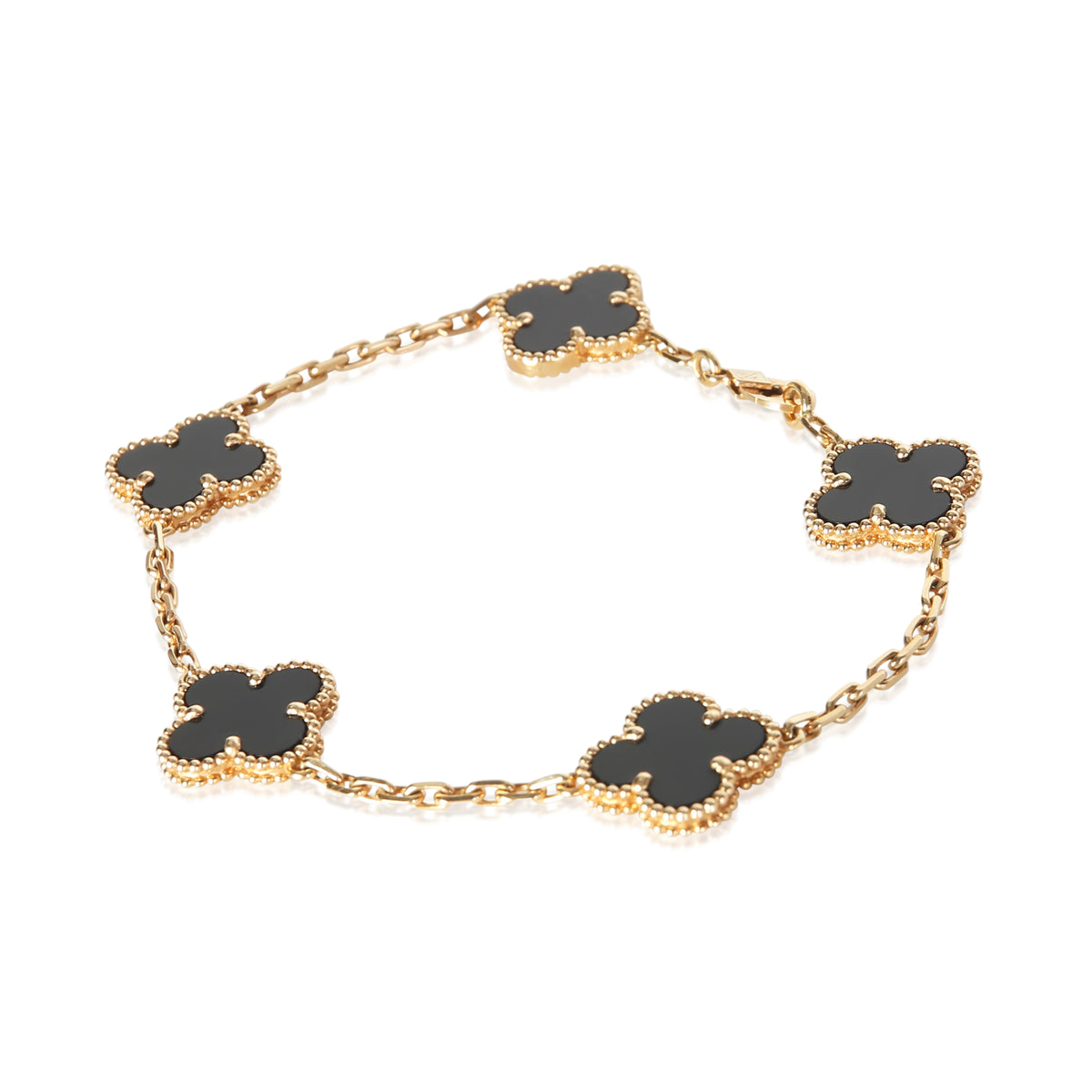 Van Cleef & Arpels Yellow Gold Onyx Vintage Alhambra Bracelet 2