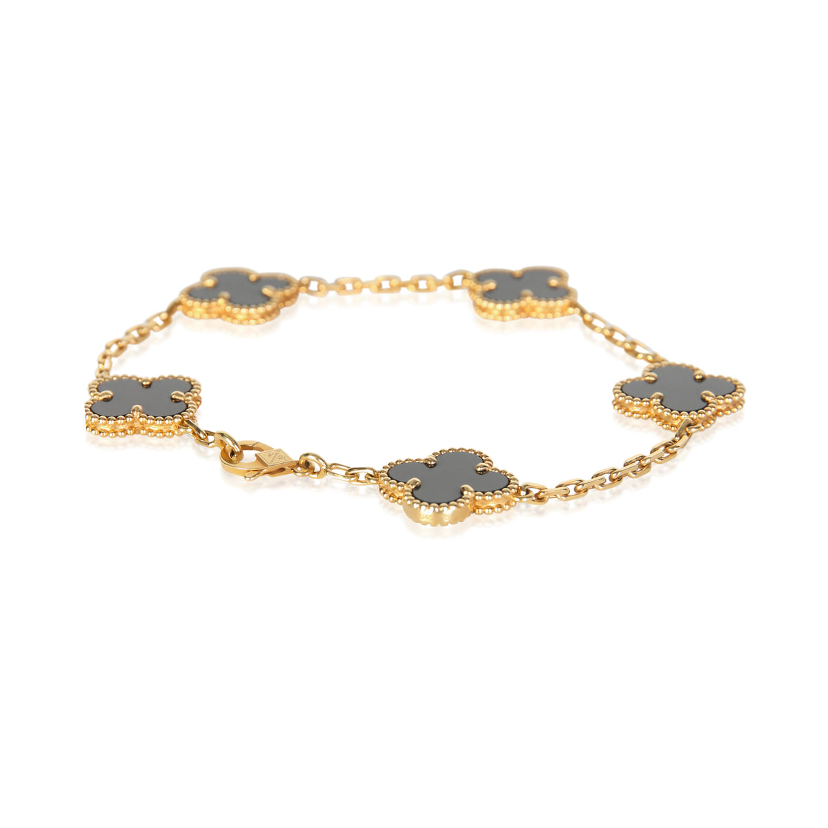 Van Cleef & Arpels Yellow Gold Onyx Vintage Alhambra Bracelet 4