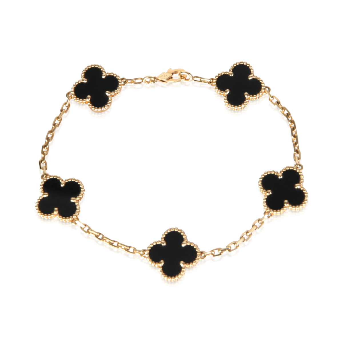 Van Cleef & Arpels Yellow Gold Onyx Vintage Alhambra Bracelet fv
