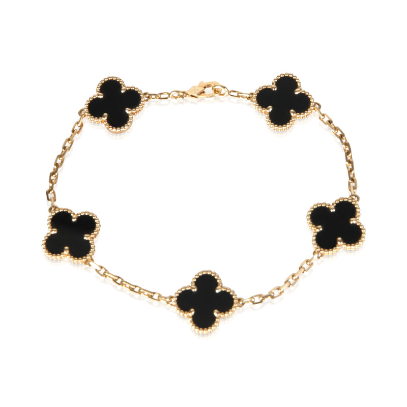 Van Cleef & Arpels Yellow Gold Onyx Vintage Alhambra Bracelet fv