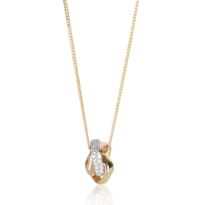 Cartier 3 Tone Gold Diamond Trinity Cushion Pendant fv