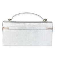 Chanel Silver Lizard Embossed Calfskin Top Handle Slim Vanity With Chain Handbag 4