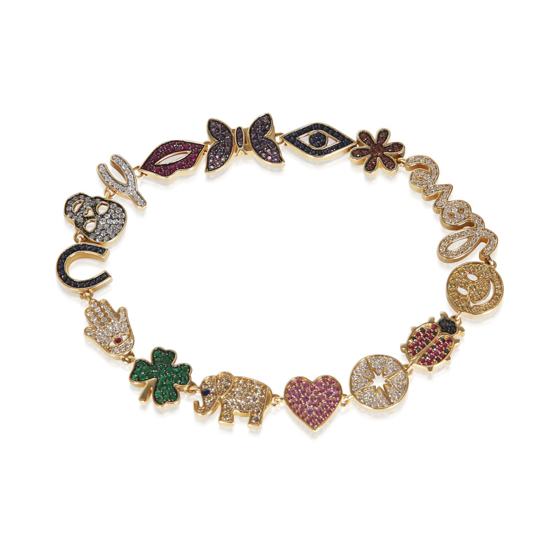 Sydney Evan Yellow Gold Diamond Icon Bracelet fv