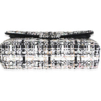 Chanel Black White Quilted Tweed Medium Classic Double Flap Bag Handbag 5