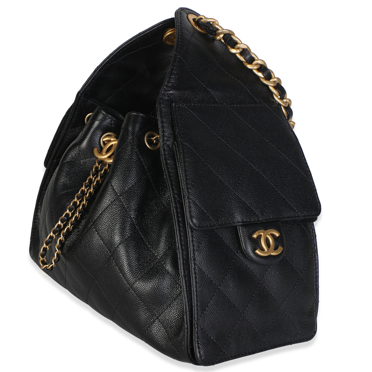 Chanel Black Quilted Caviar Small  25 Hobo Handbag 2