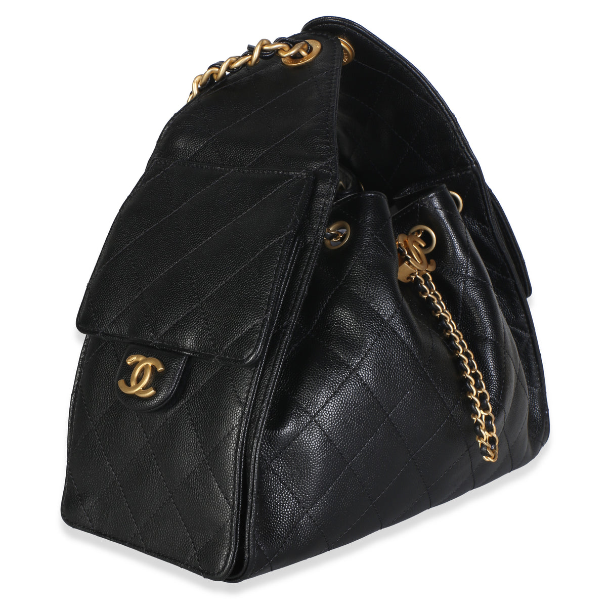 Chanel Black Quilted Caviar Small  25 Hobo Handbag 3