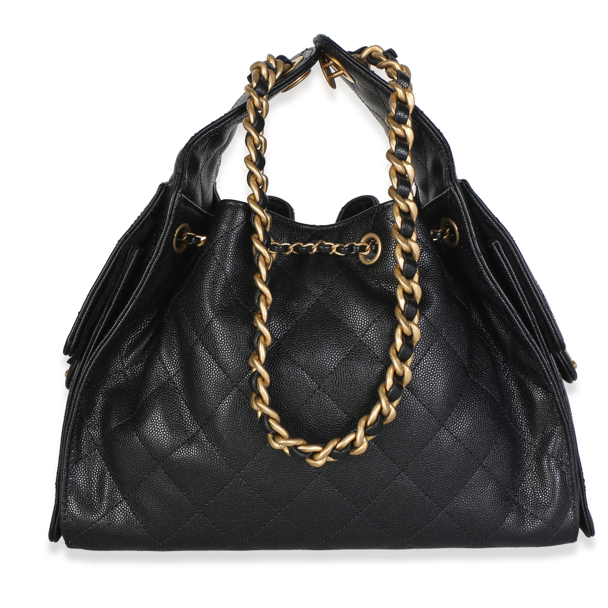 Chanel Black Quilted Caviar Small  25 Hobo Handbag 4