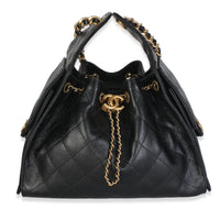 Chanel Black Quilted Caviar Small  25 Hobo Handbag fv
