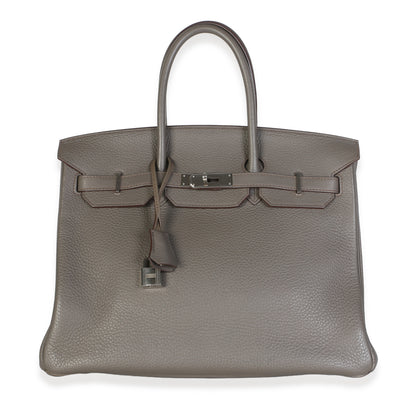 Hermès Etain Togo Birkin 35 PHW Handbag fv