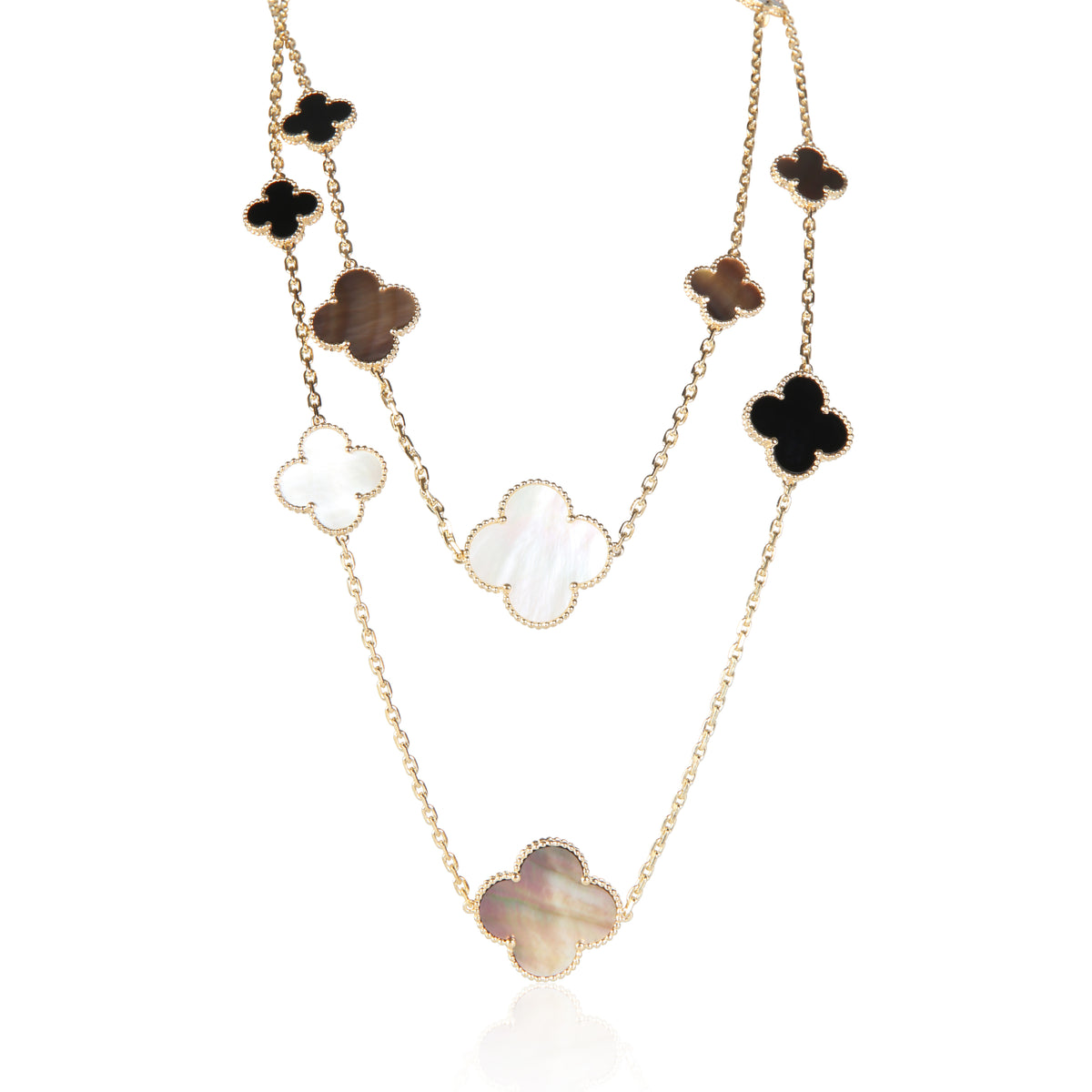 Van Cleef & Arpels Yellow Gold Mother Of Pearl and Onyx Magic Alhambra 16 Motif fv