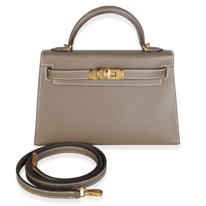 Hermès Etoupe Epsom Sellier Mini Kelly II 20 GHW Handbag fv