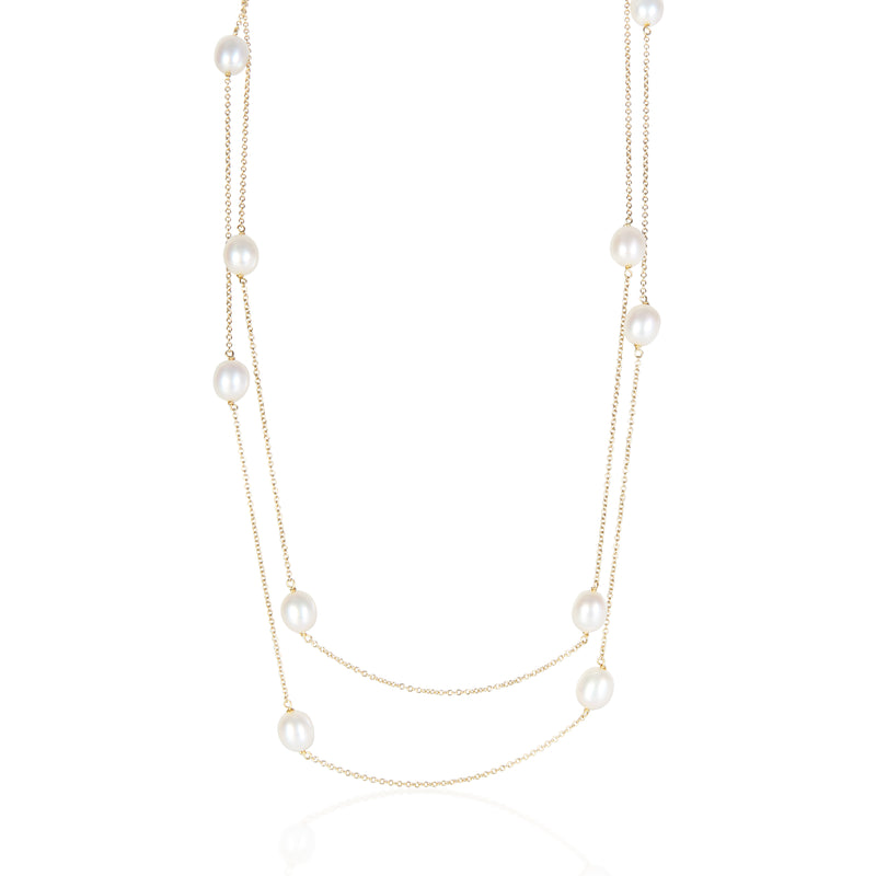 Tiffany & Co. Yellow Gold Pearl Elsa Peretti Pearl By The Yard Necklace fv