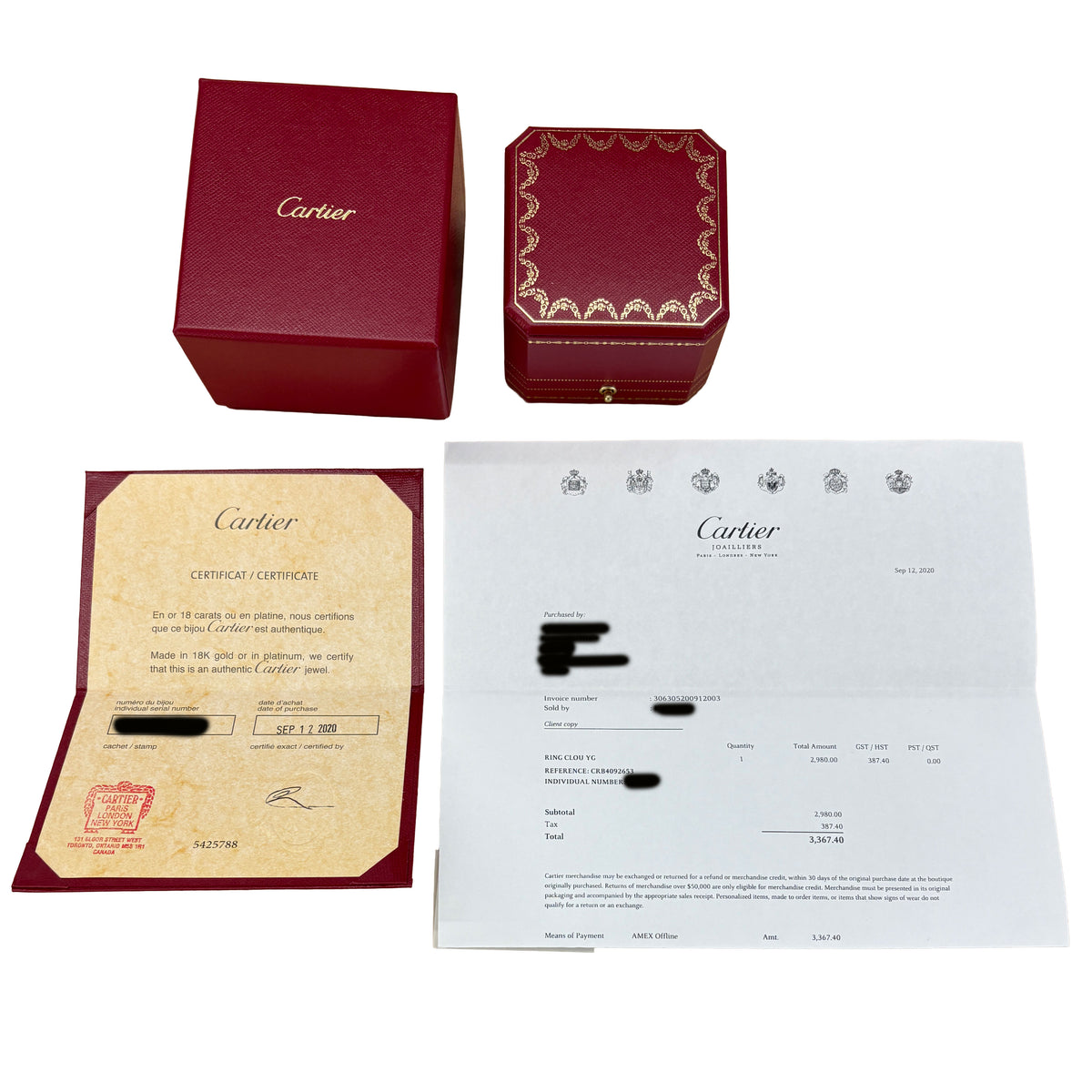 Cartier Yellow Gold Juste Un Clou Ring box
