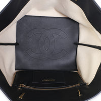 Chanel 26S Ecru Canvas Black Calfskin Small CC Shopping Tote Bag Handbag 10