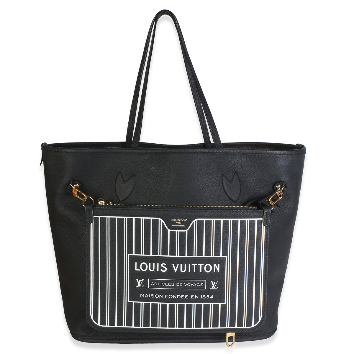 Louis Vuitton Black Monogram Canvas Calfskin Neverfull Inside Out MM Handbag fv