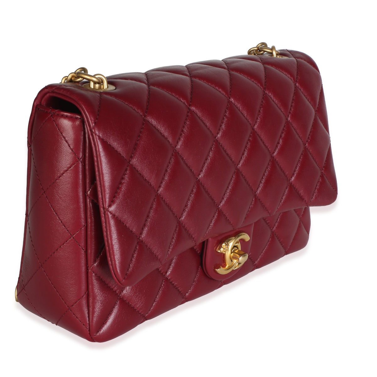 Chanel Burgundy Quilted Lambskin Flower CC Medium Flap Bag Handbag 3