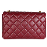 Chanel Burgundy Quilted Lambskin Flower CC Medium Flap Bag Handbag 4