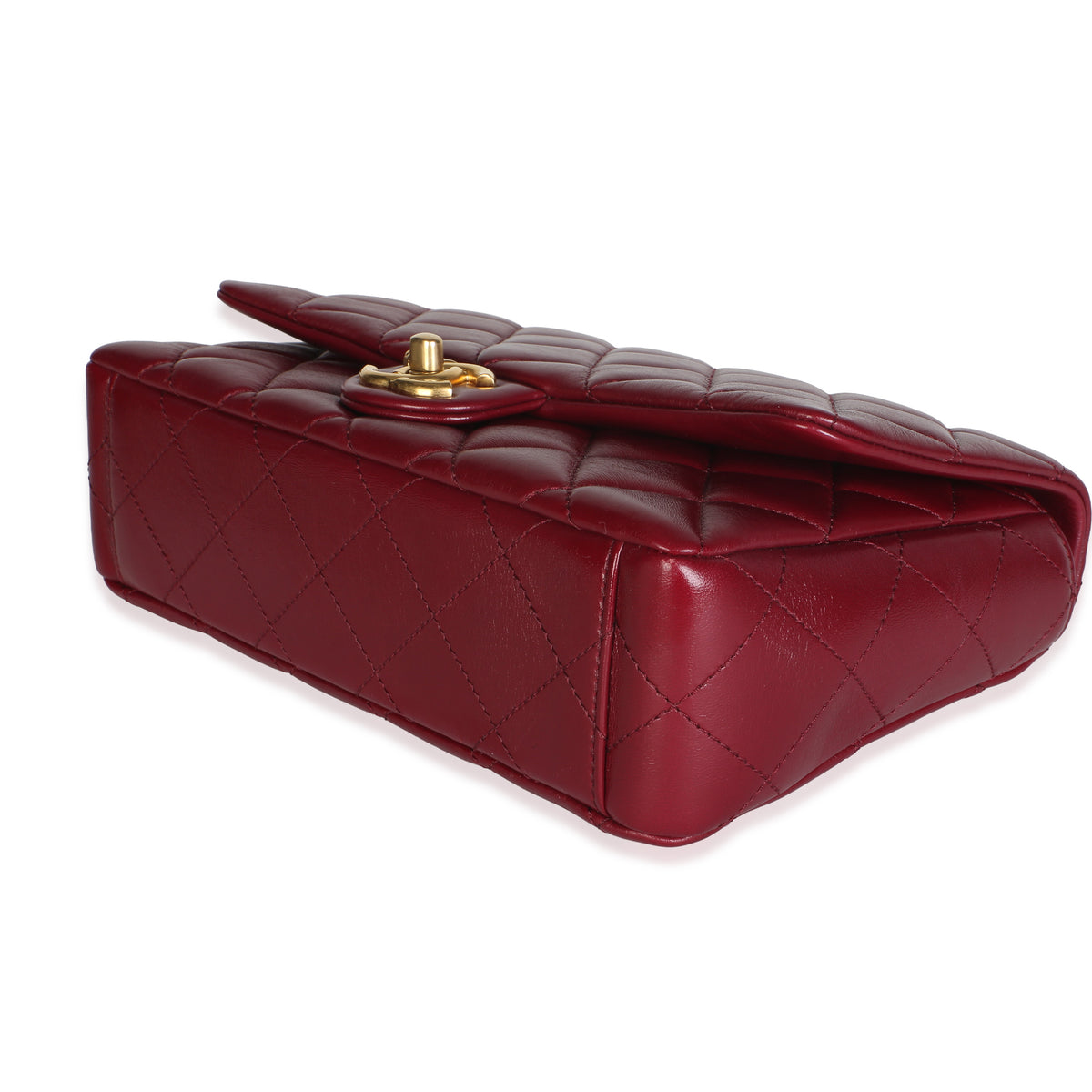 Chanel Burgundy Quilted Lambskin Flower CC Medium Flap Bag Handbag 6