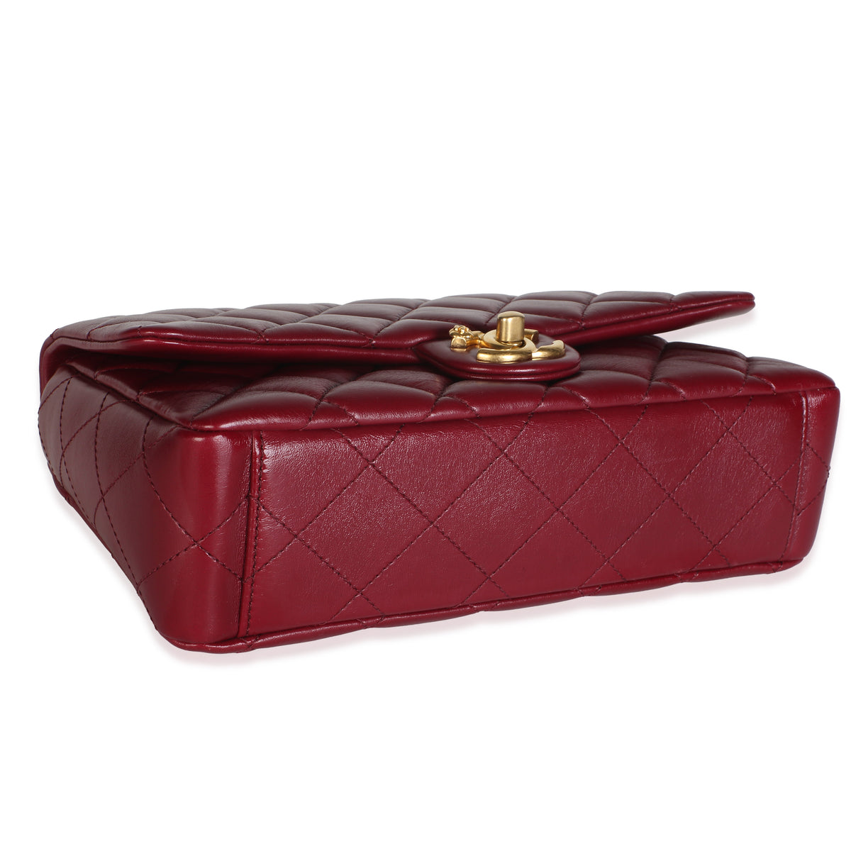 Chanel Burgundy Quilted Lambskin Flower CC Medium Flap Bag Handbag 7