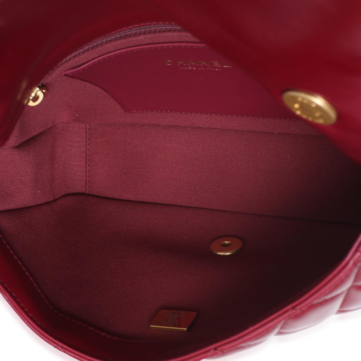 Chanel Burgundy Quilted Lambskin Flower CC Medium Flap Bag Handbag 8