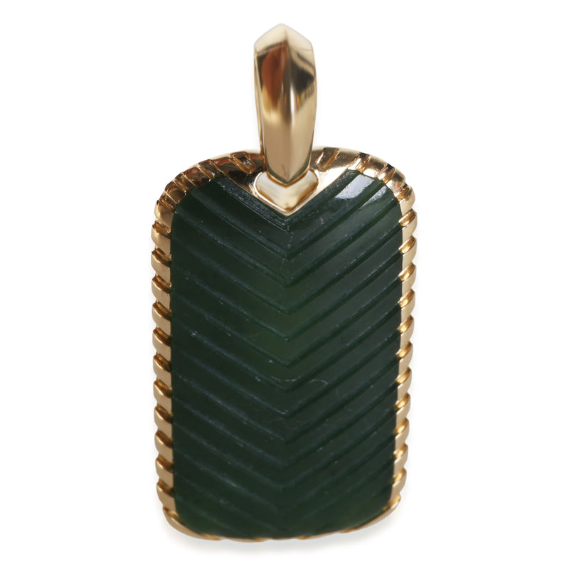 David Yurman Yellow Gold Jade 34mm Chevron Tag Pendant fv
