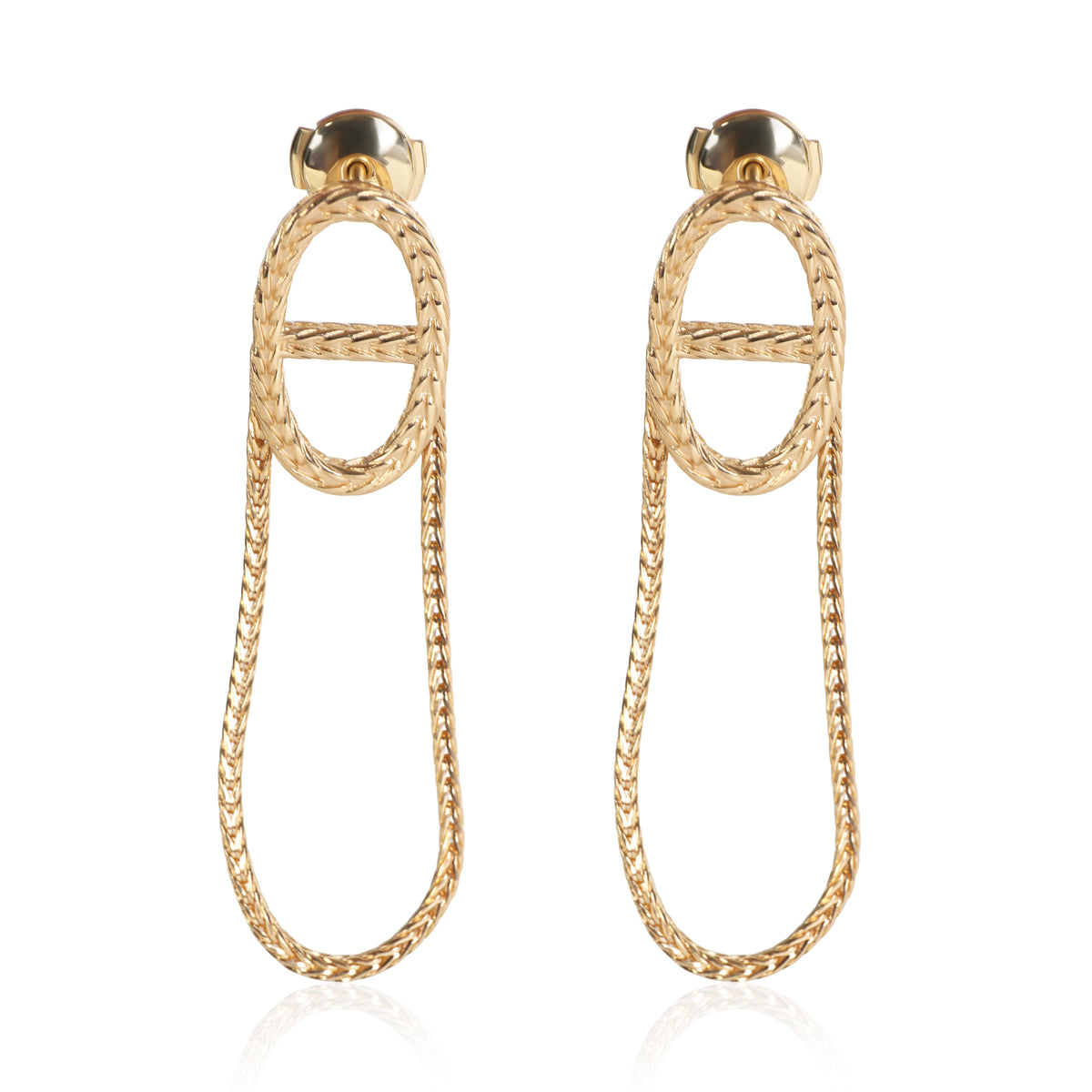 Hermès Yellow Gold Chaine d'Ancre Danae Earrings fv