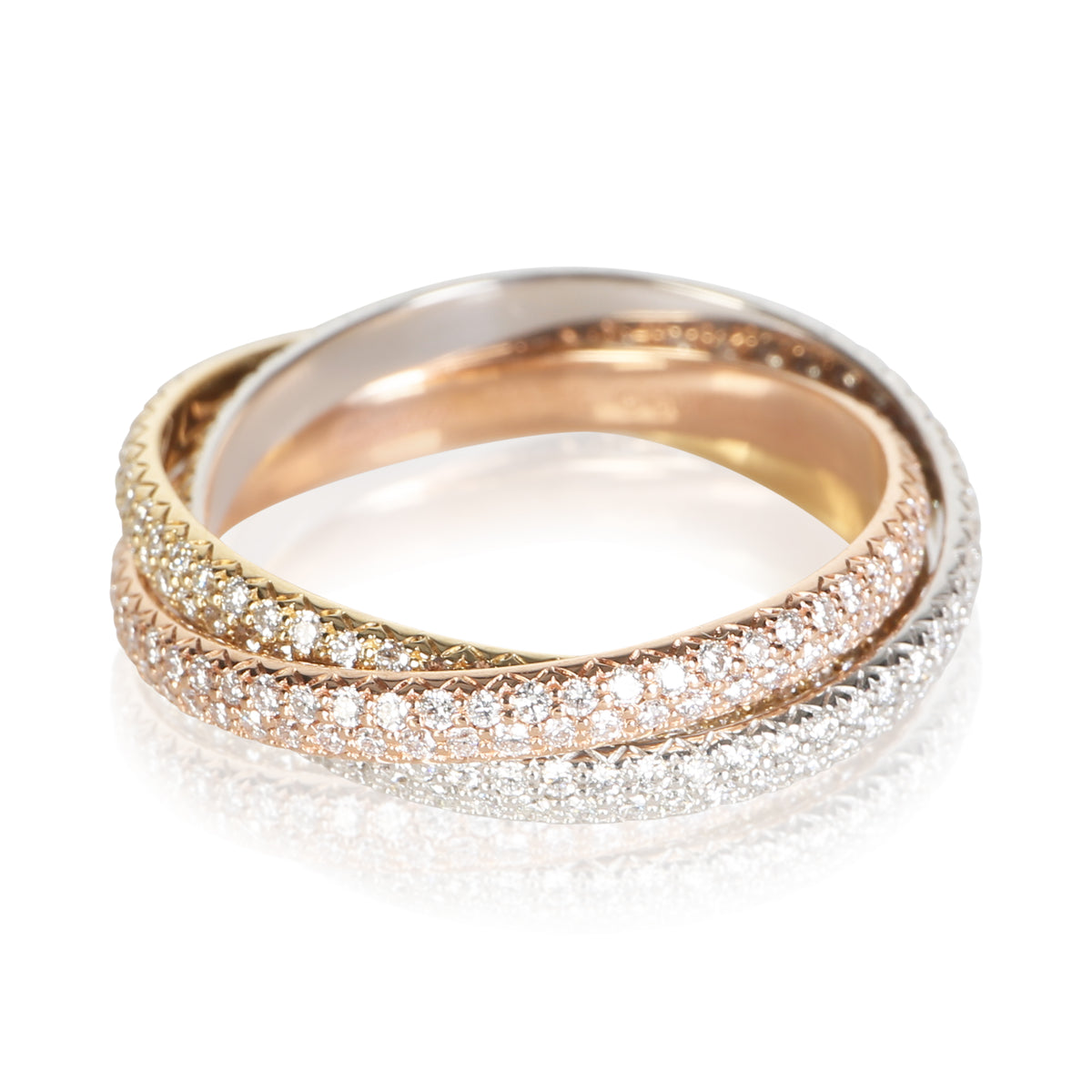 Cartier 3 Tone Gold Diamond Small Model Trinity Ring 2
