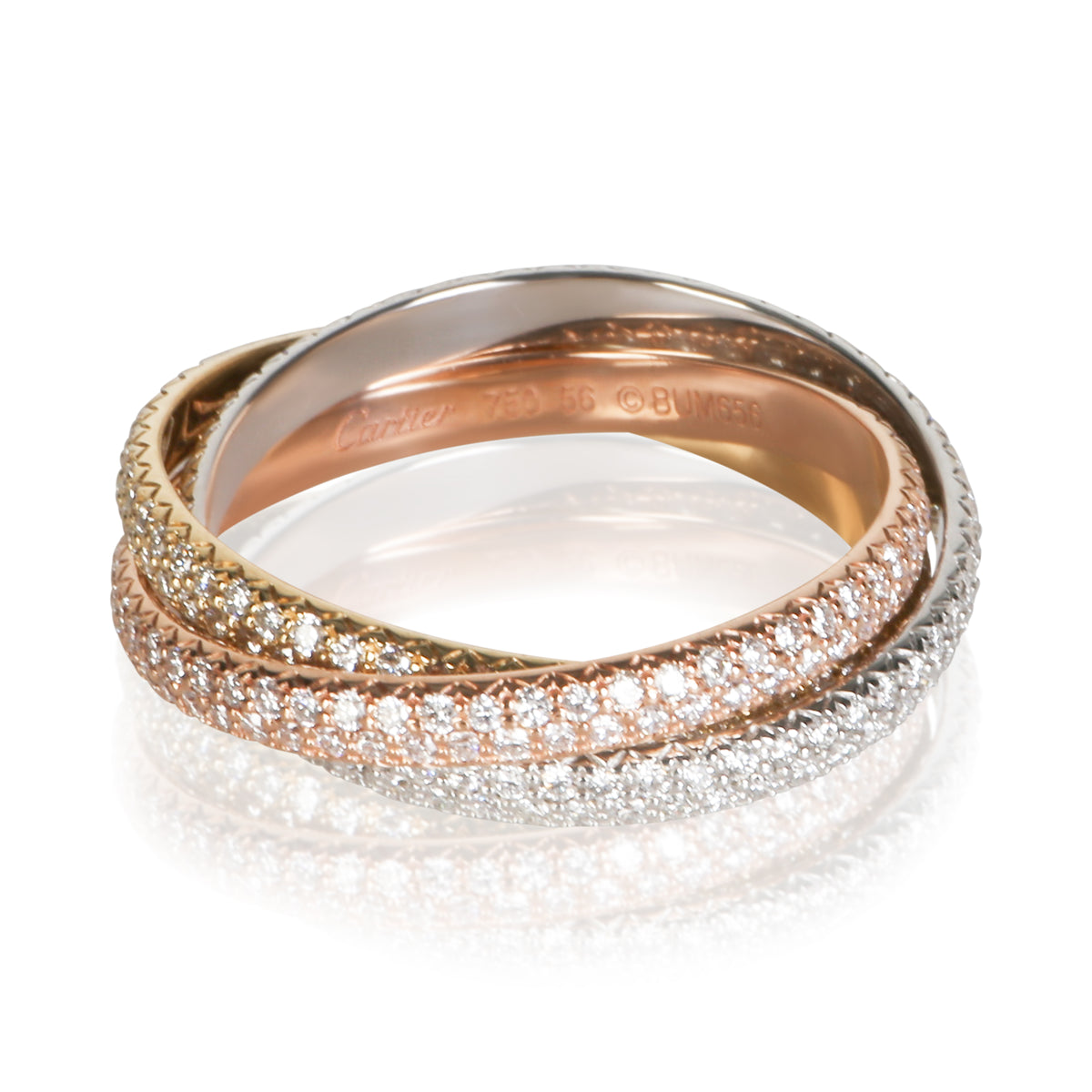 Cartier 3 Tone Gold Diamond Small Model Trinity Ring 3