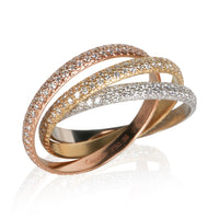 Cartier 3 Tone Gold Diamond Small Model Trinity Ring 4
