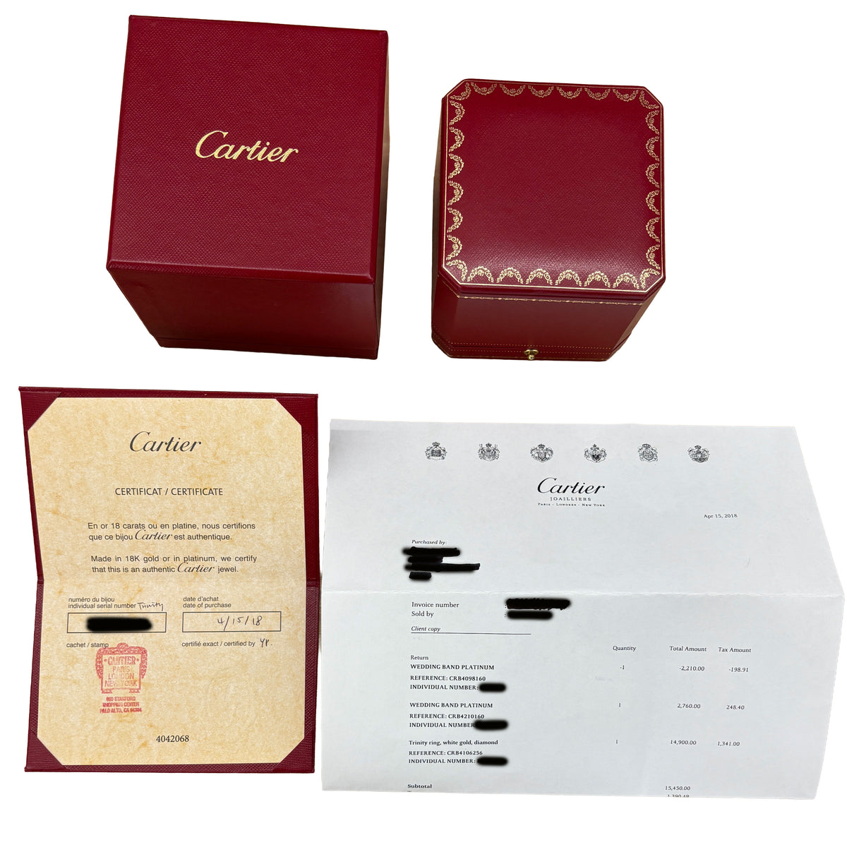Cartier 3 Tone Gold Diamond Small Model Trinity Ring box