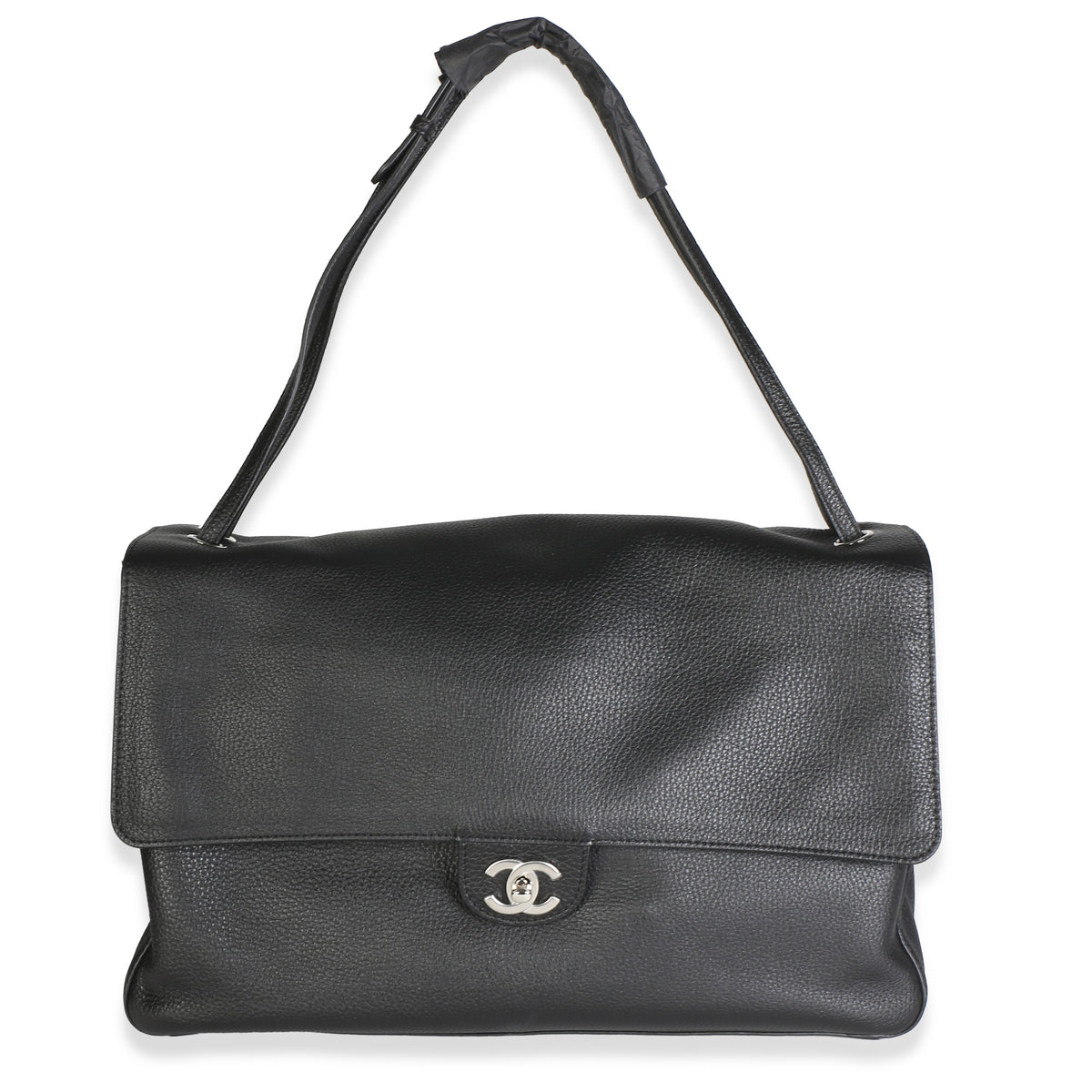 Chanel Black Grained Calfskin Souplissimo Maxi Flap Bag Handbag fv