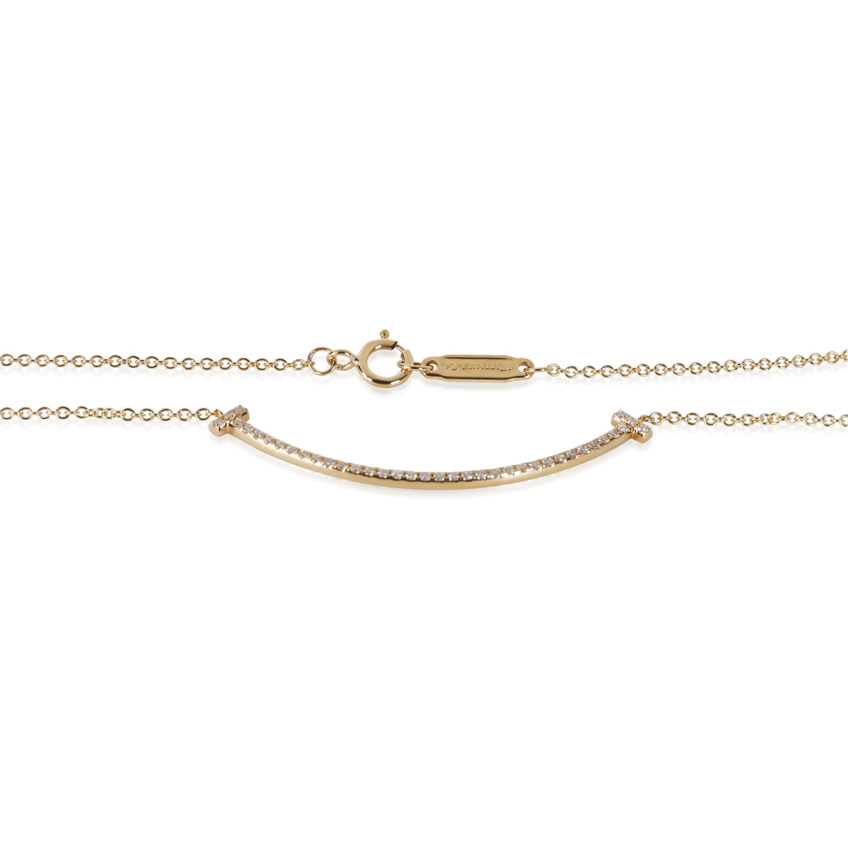 Tiffany & Co. Yellow Gold Diamond Small Model Tiffany T Smile Necklace 2