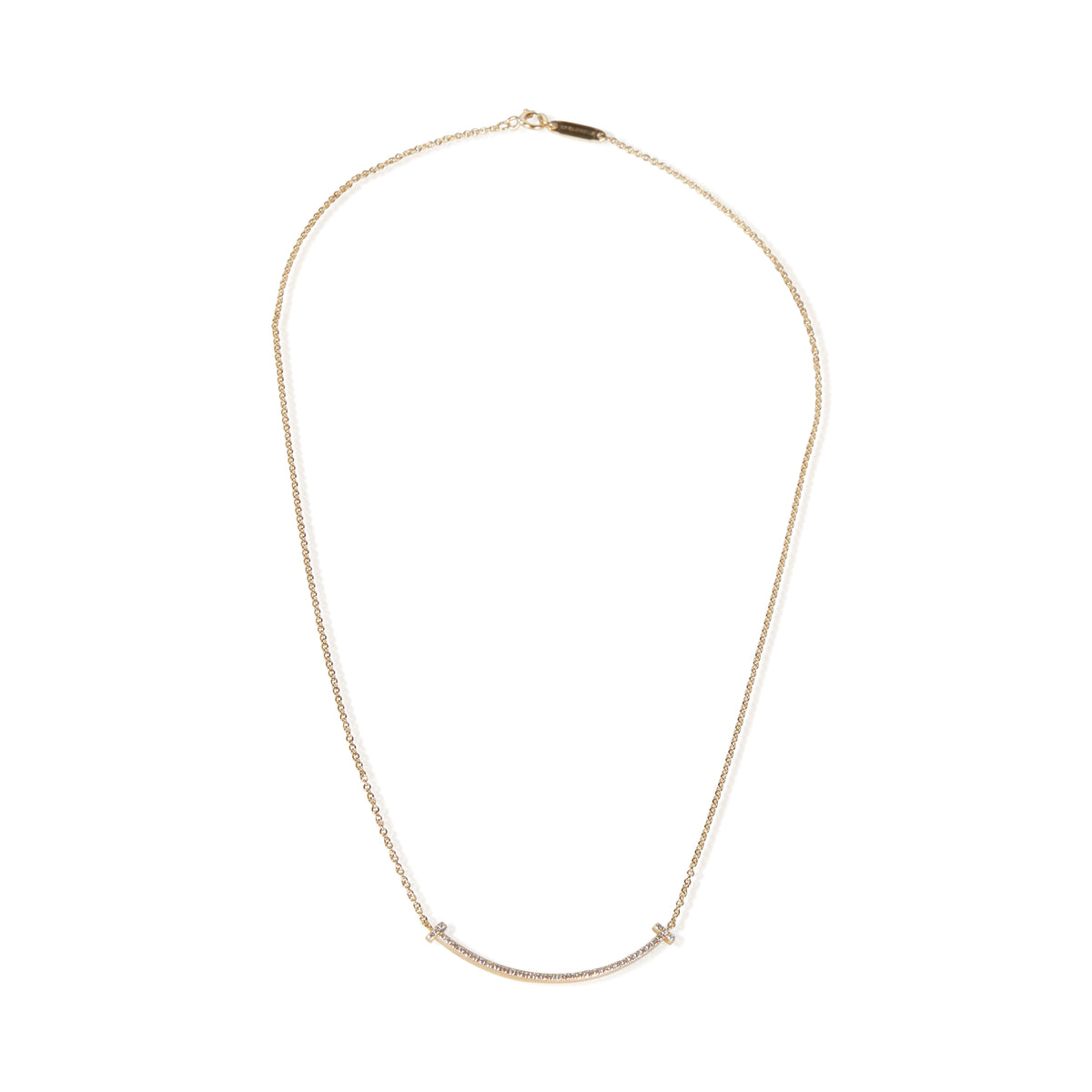 Tiffany & Co. Yellow Gold Diamond Small Model Tiffany T Smile Necklace 3