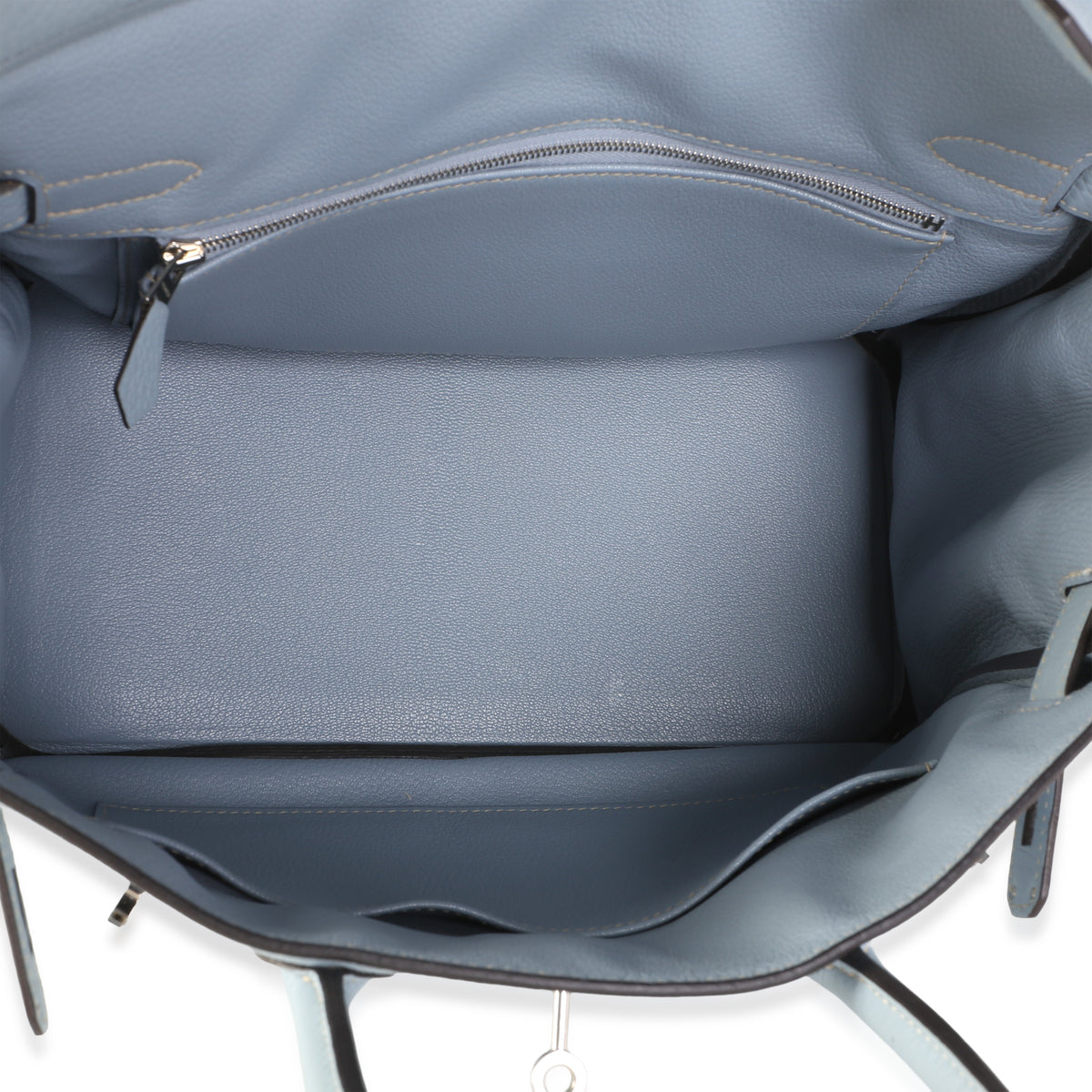 Hermès Bleu Lin Togo Birkin 30 PHW Handbag 10