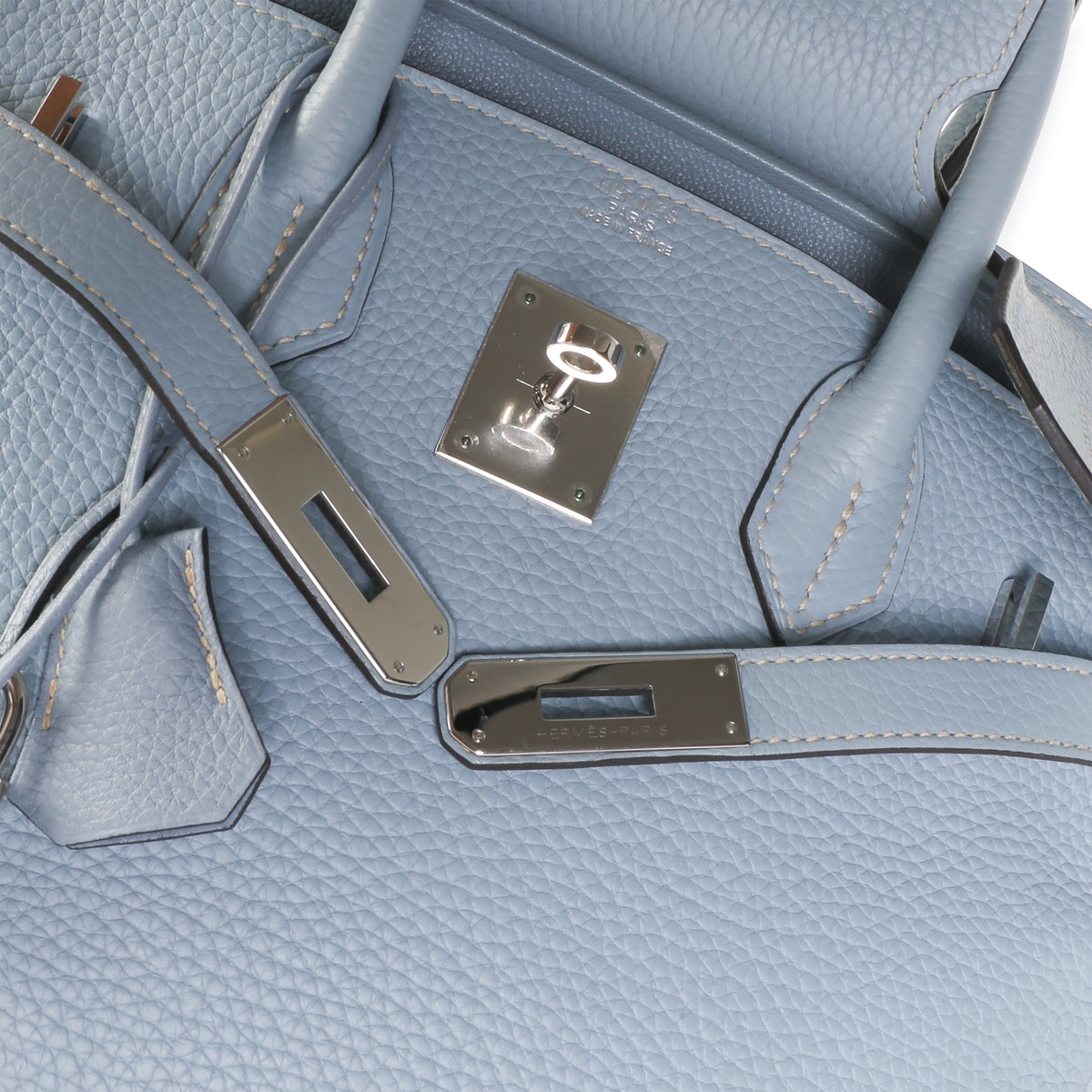 Hermès Bleu Lin Togo Birkin 30 PHW Handbag 9