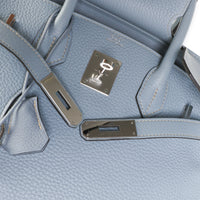 Hermès Bleu Lin Togo Birkin 30 PHW Handbag 9